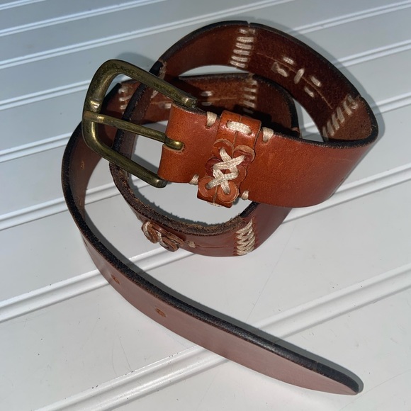 Express Accessories - Express Woman's S Brown Leather Statement Belt 1 1/4" W 33 1/2" L Pre-Owned